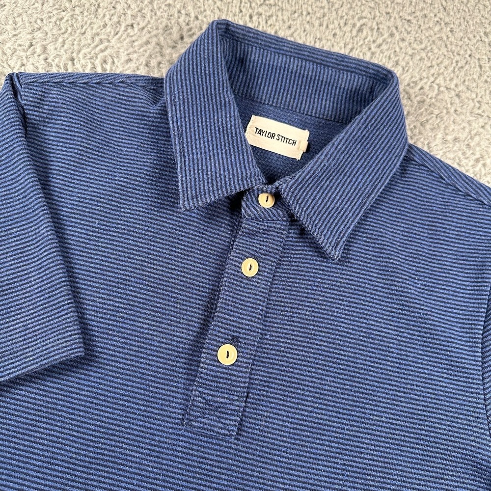 Taylor Stitch Blue Textured Polo